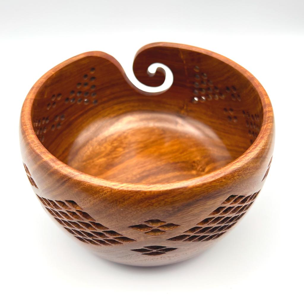 Premium Handcrafted Rosewood Yarn Bowls for Knitting, Crochet, Sewing & Crafts - Large