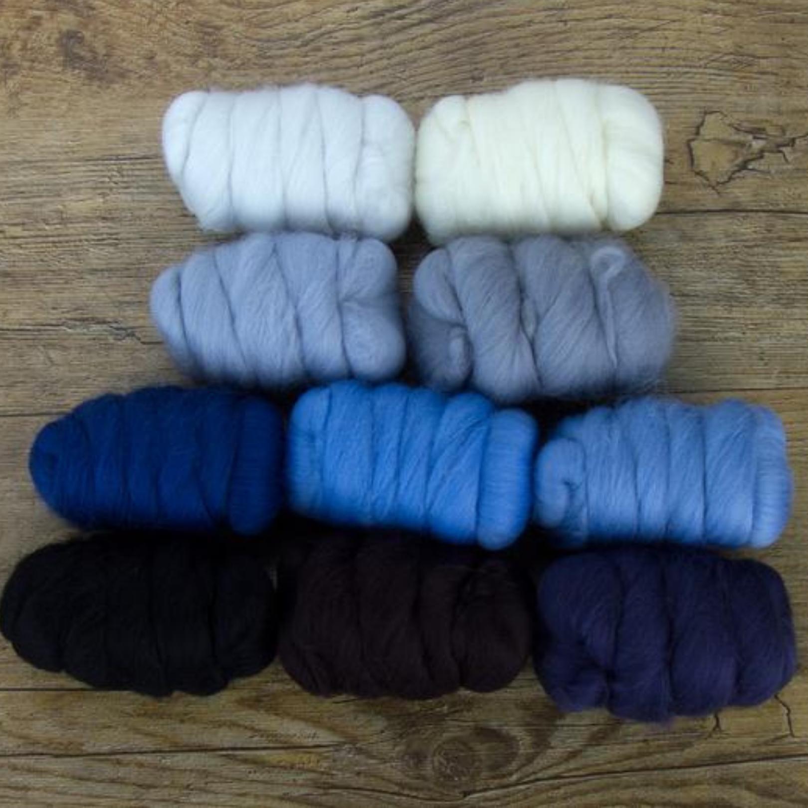 Mixed Merino Wool Variety Pack | Glacier Chill (Multicolored) 250 Grams, 23 Micron - Textile Indie 