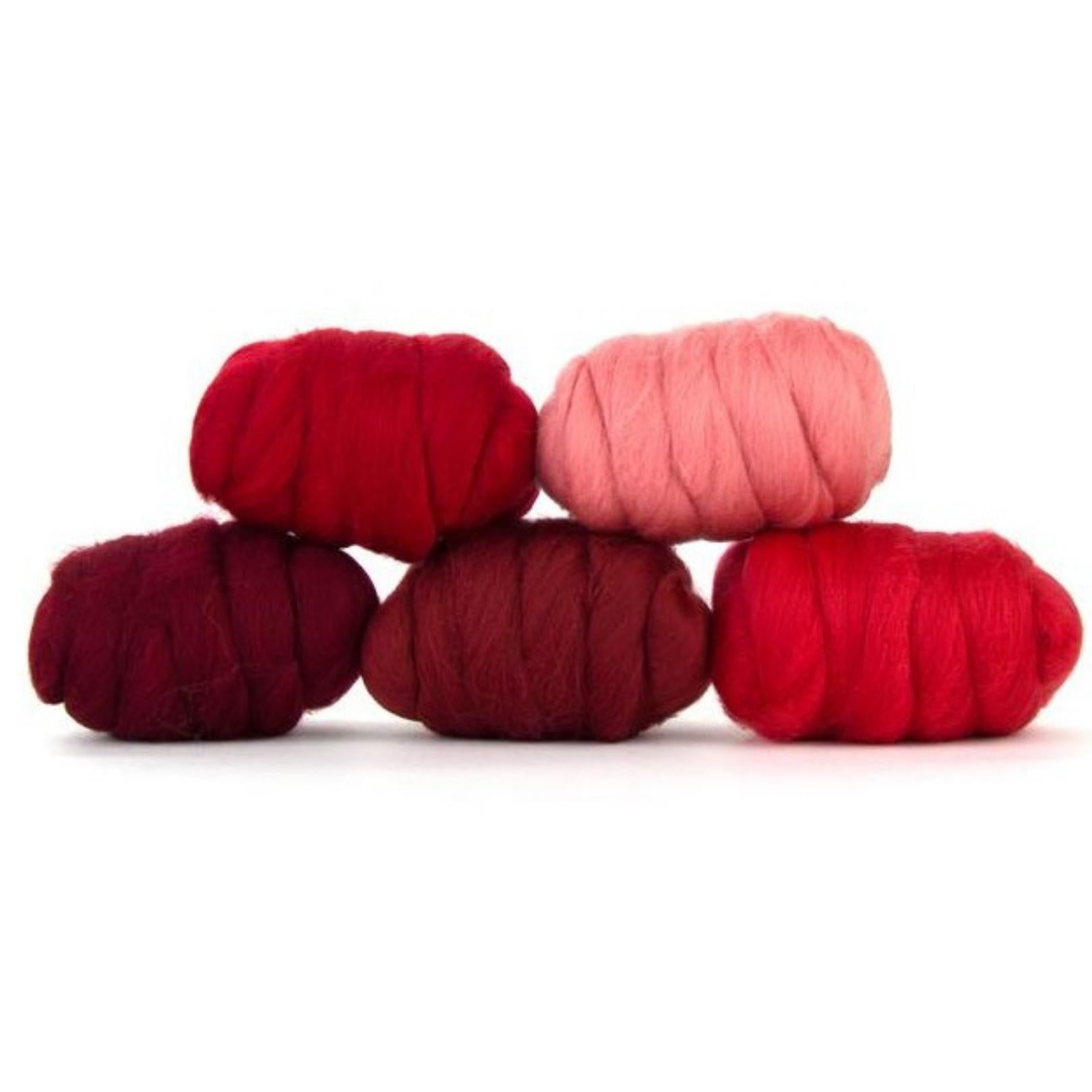 Mixed Merino Wool Variety Pack | Wondrous Reds (Reds) 250 Grams, 23 Micron - Textile Indie 