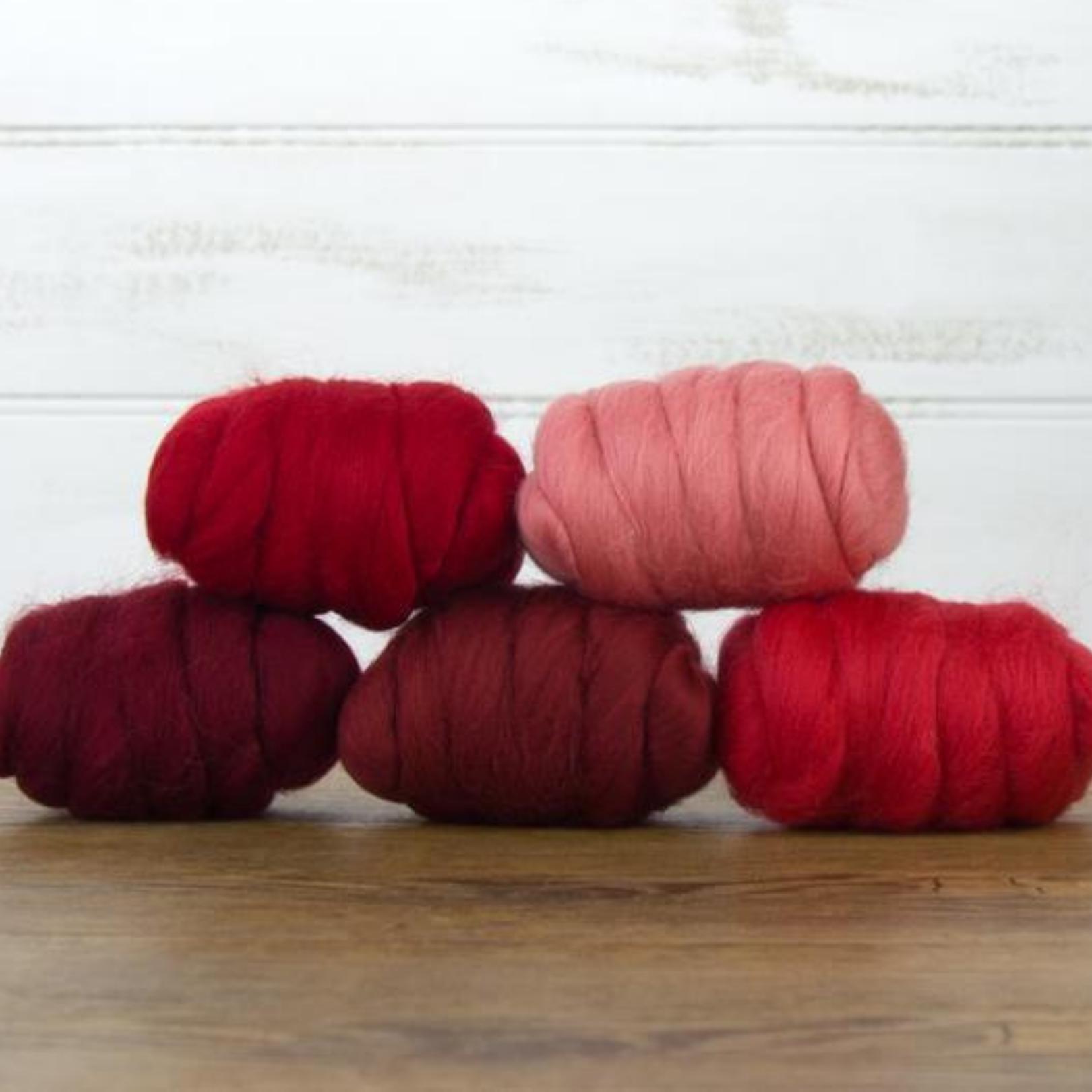 Mixed Merino Wool Variety Pack | Wondrous Reds (Reds) 250 Grams, 23 Micron - Textile Indie 