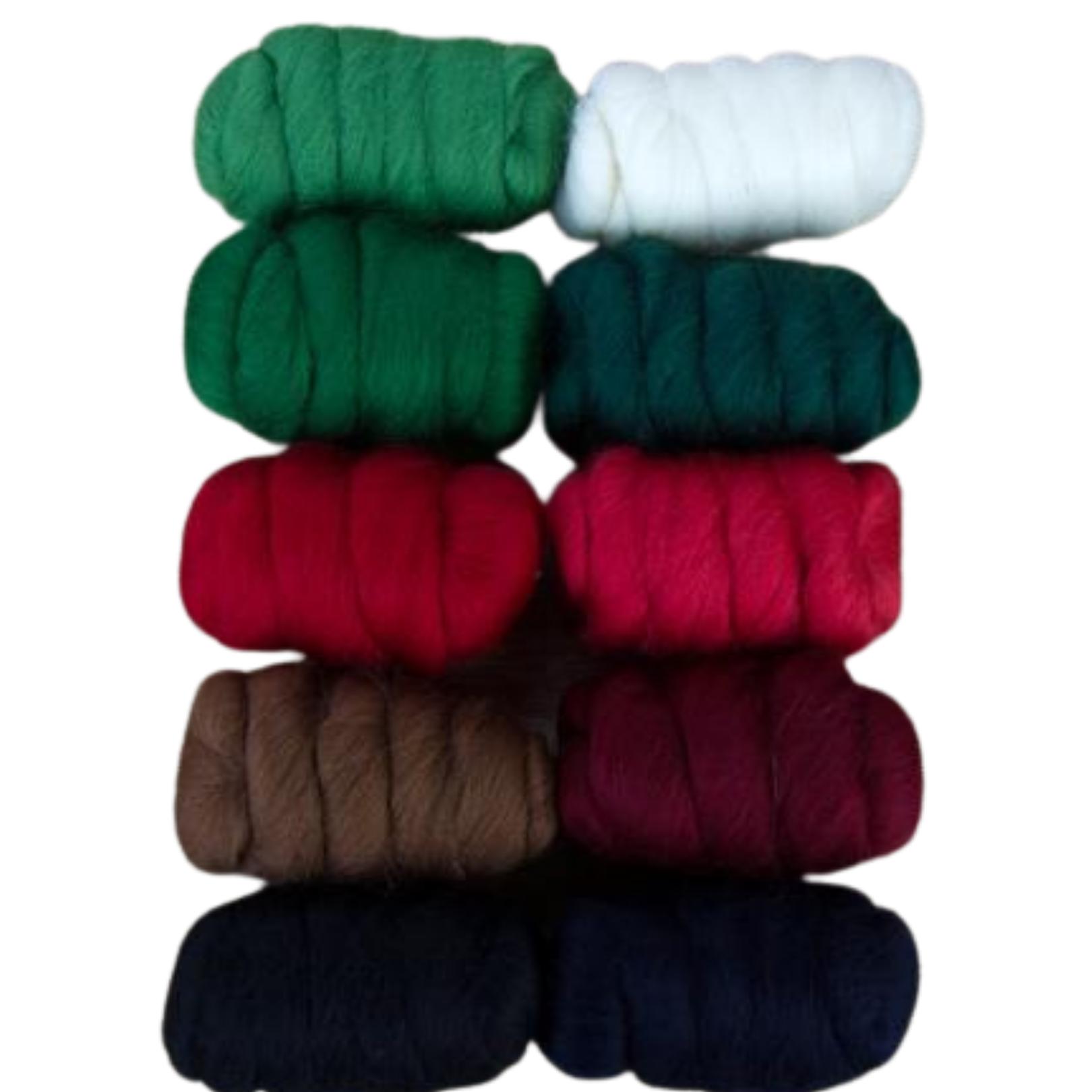 Mixed Merino Wool Variety Pack | Holiday Cheer (Multicolored) 250 Grams, 23 Micron - Textile Indie 