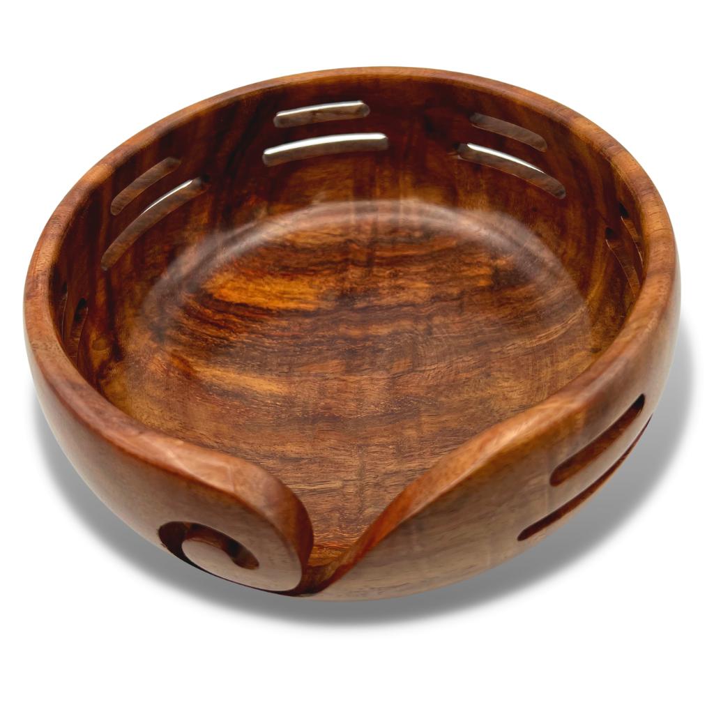 Premium Handcrafted Rosewood Yarn Bowls for Knitting, Crochet, Sewing & Crafts - Large - Textile Indie 