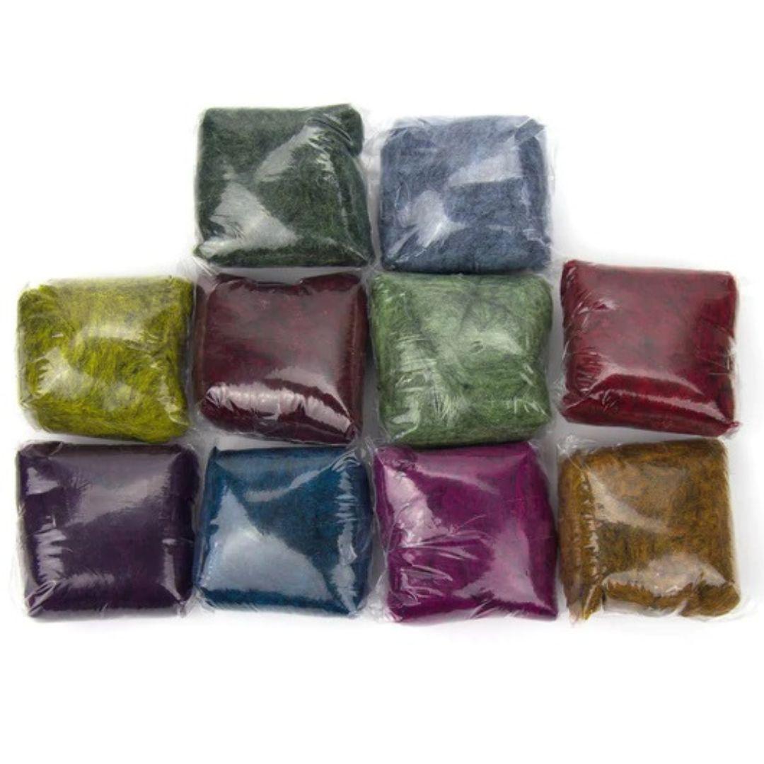 Himalayan Range Corriedale Wool Variety Pack | 10 Wondrous Colorways of Corriedale Carded Sliver - Textile Indie 