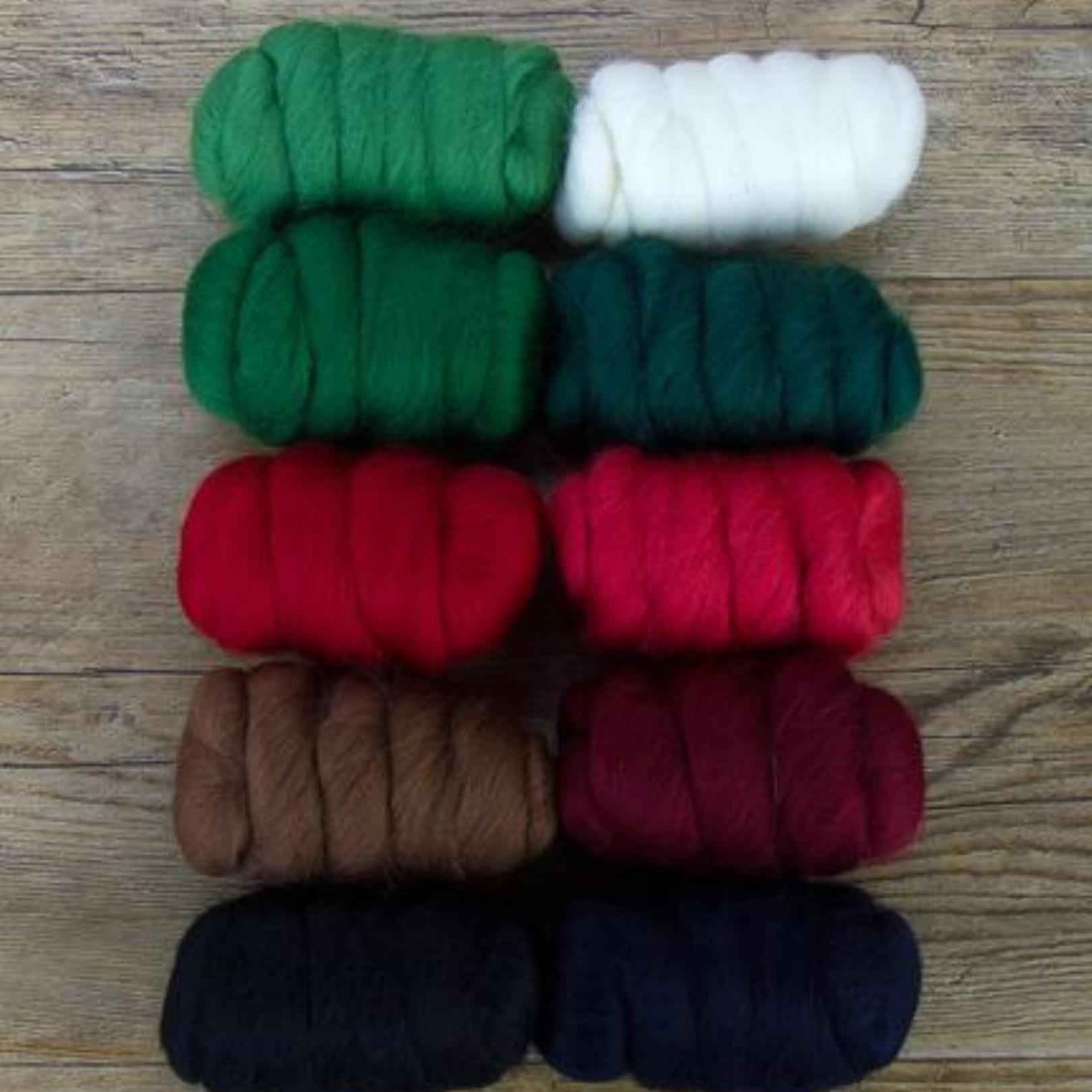 Mixed Merino Wool Variety Pack | Holiday Cheer (Multicolored) 250 Grams, 23 Micron - Textile Indie 