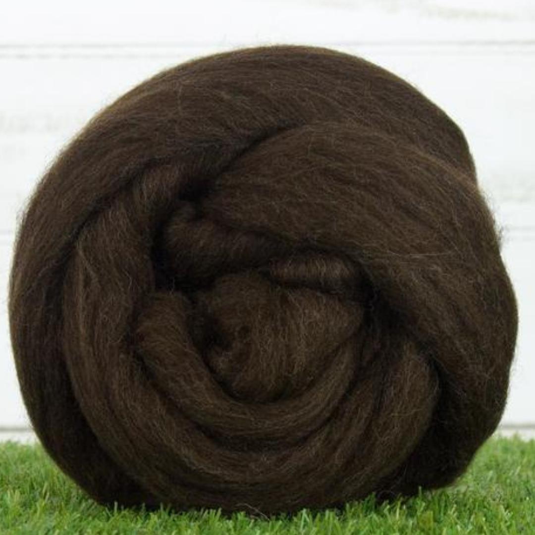 Corriedale Wool Roving Top (1 lb / 16 oz) | 28 Microns, Natural Brown Undyed, Cleaned and Combed Core Wool - Textile Indie 