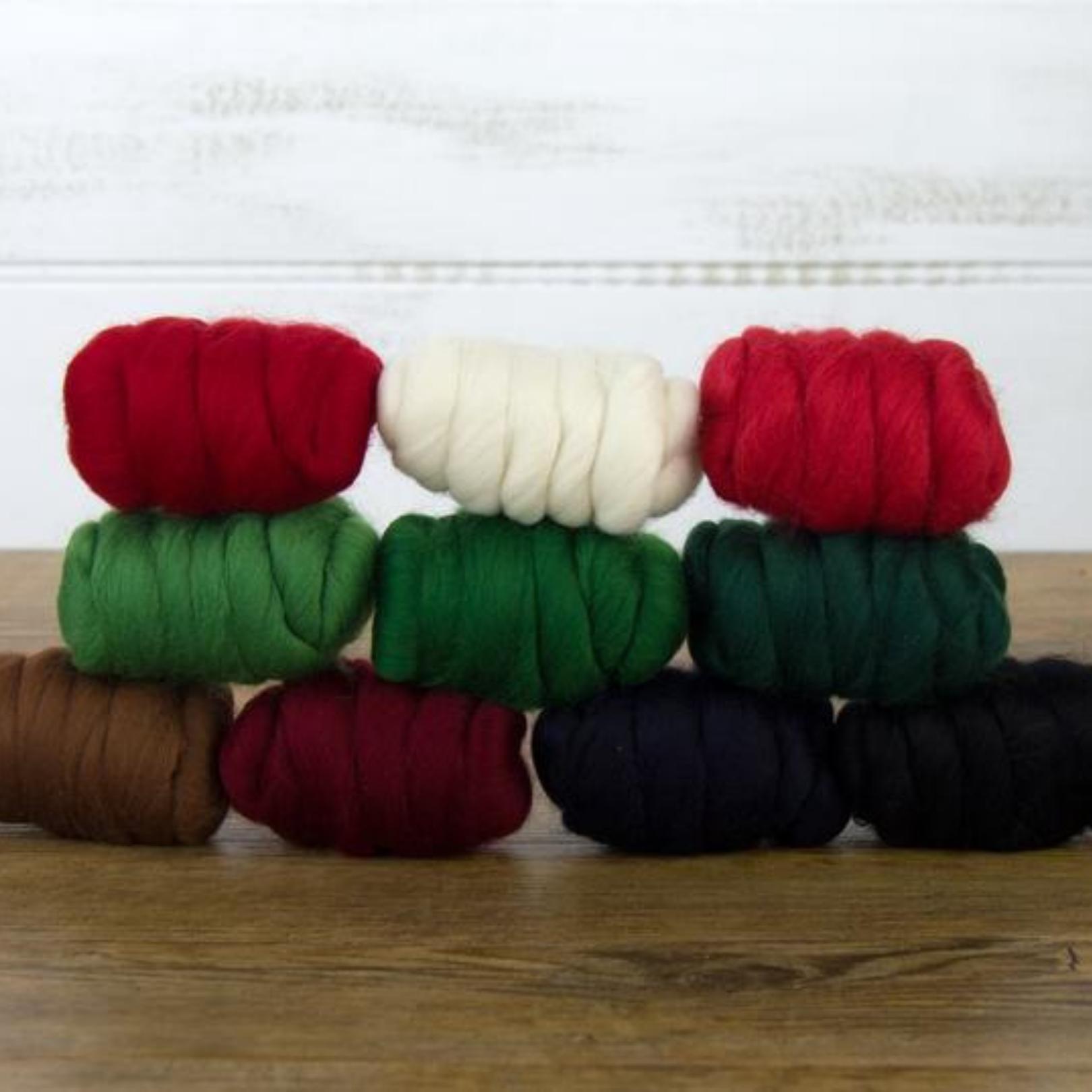 Mixed Merino Wool Variety Pack | Holiday Cheer (Multicolored) 250 Grams, 23 Micron - Textile Indie 