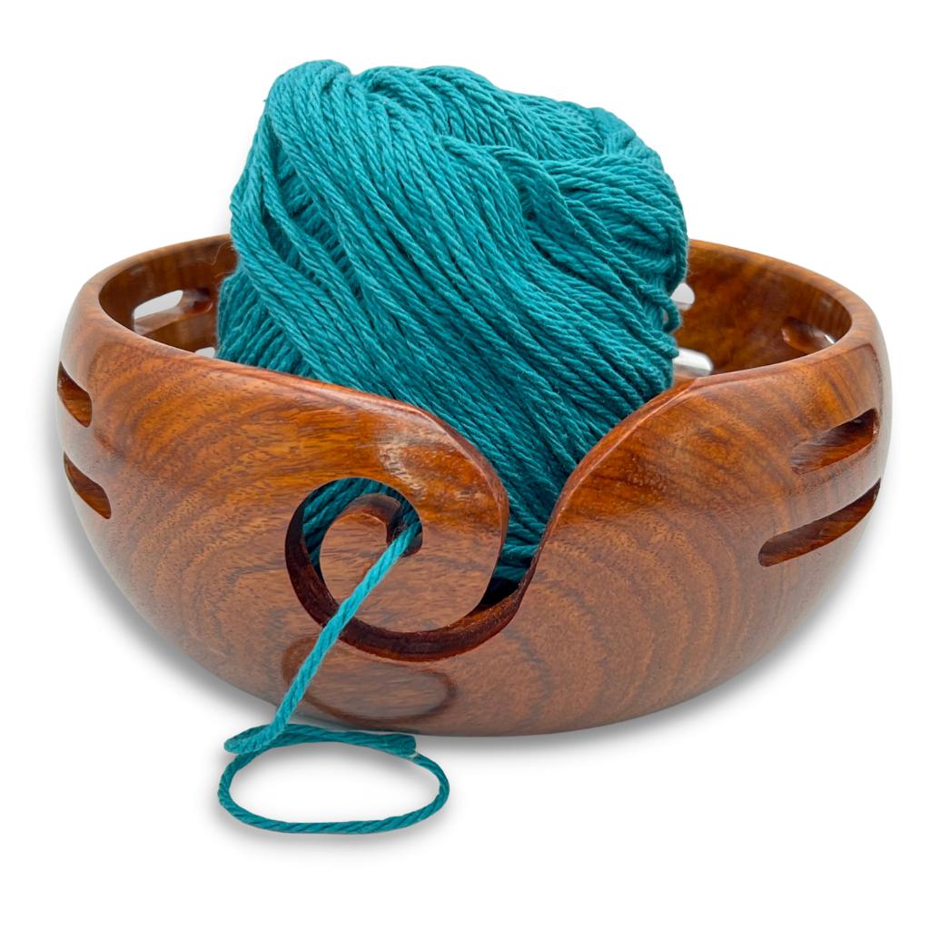 Premium Handcrafted Rosewood Yarn Bowls for Knitting, Crochet, Sewing & Crafts - Large - Textile Indie 