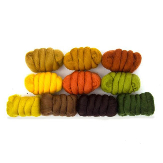 Mixed Merino Wool Variety Pack | Autumn Leaves (Multicolored) 250 Grams, 23 Micron - Textile Indie 