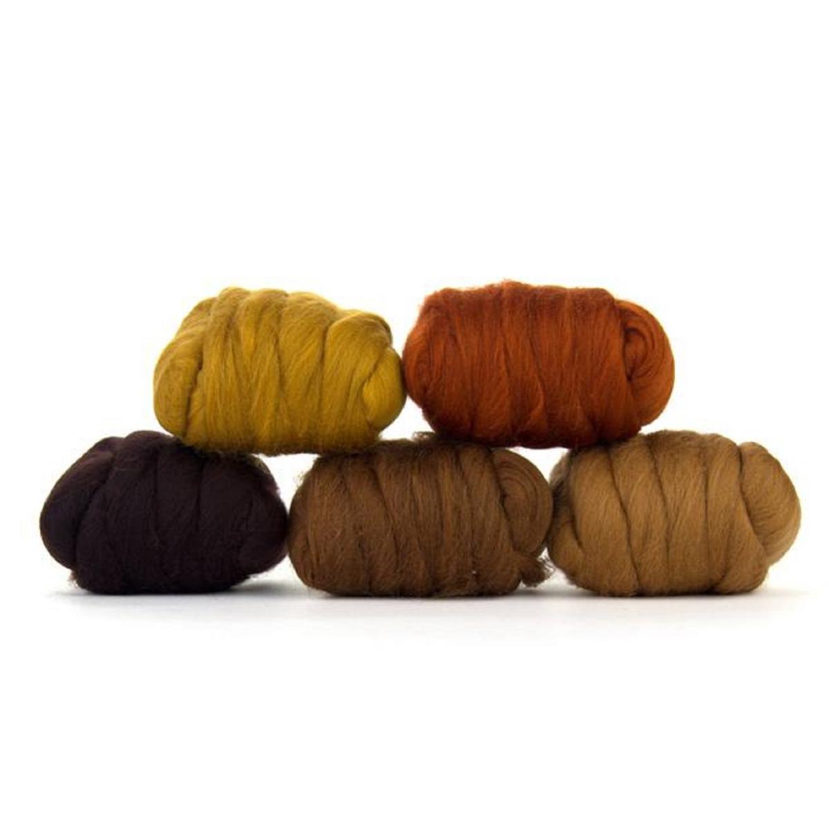 Merino Wool Roving Color Pack | Barky Browns - Textile Indie 