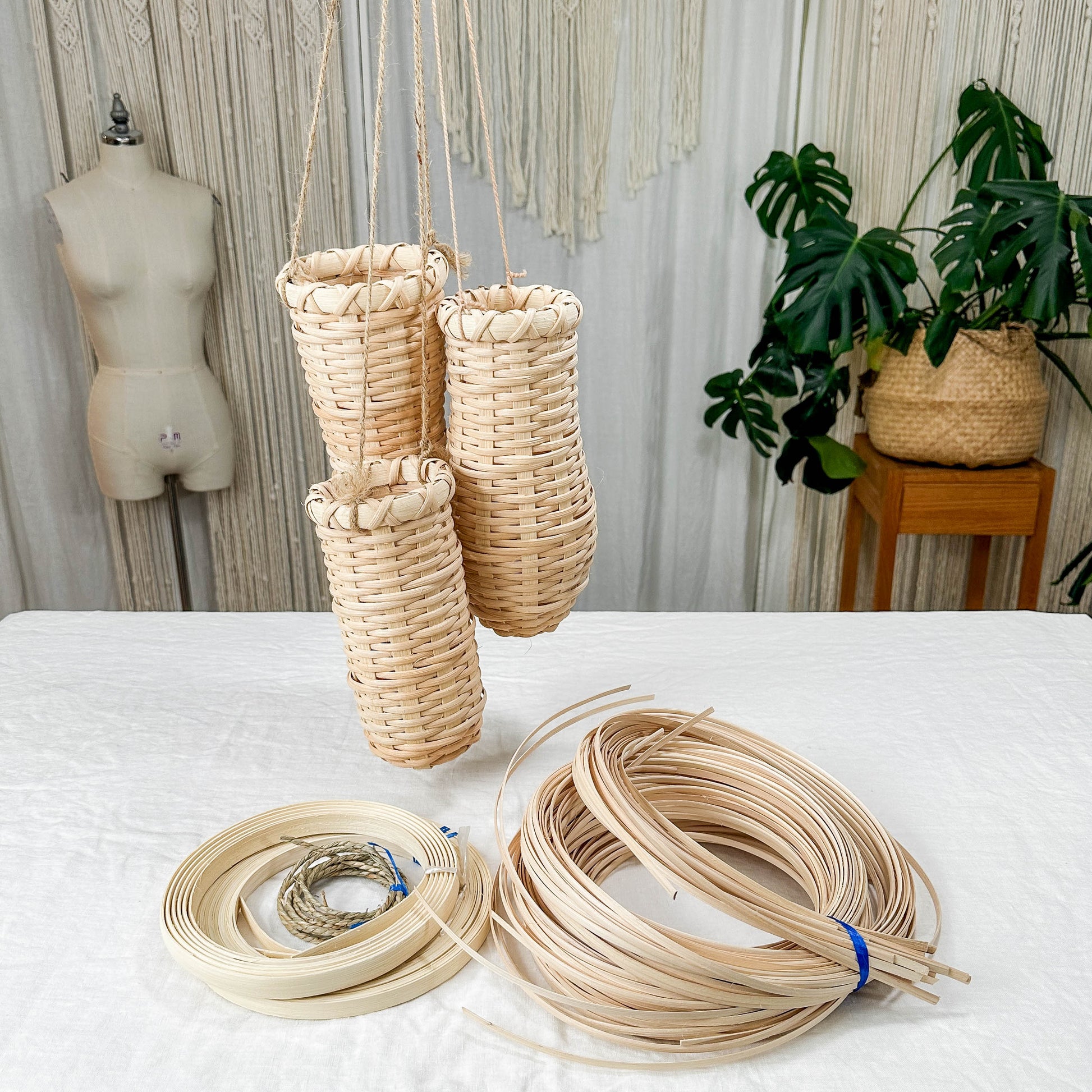 hanging basket plant kits Hanging Flower Vase Basket Weaving Kit – Textile Indie