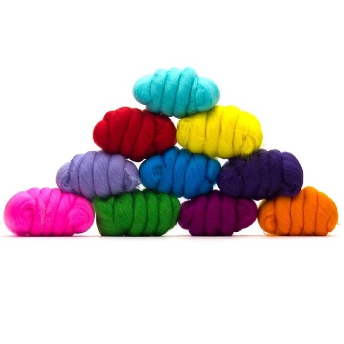 Mixed Merino Wool Variety Pack | Beautiful Brights (Multicolored) 250 Grams, 23 Micron - Textile Indie 