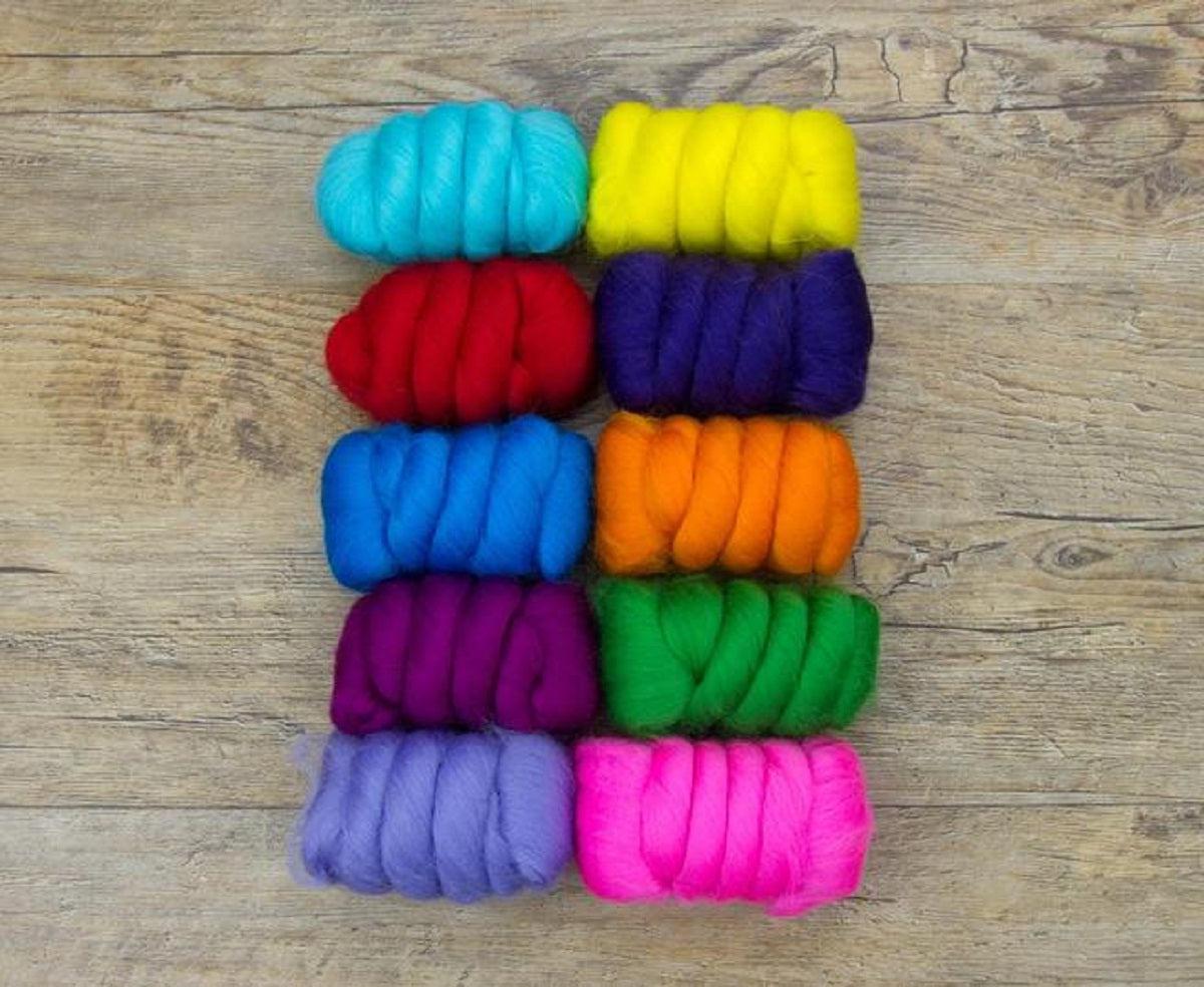 Mixed Merino Wool Variety Pack | Beautiful Brights (Multicolored) 250 Grams, 23 Micron - Textile Indie 
