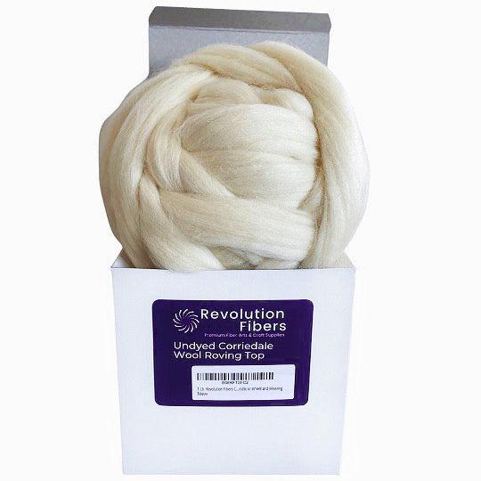 Corriedale Wool Roving Top (1 lb / 16 oz) | 28 Microns, Natural Undyed, Clean and Combed Wool - Textile Indie 