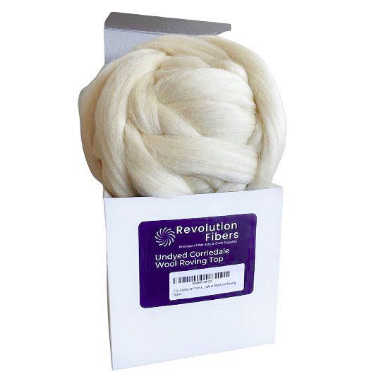 Corriedale Wool Roving Top (1 lb / 16 oz) | 28 Microns, Natural Undyed, Clean and Combed Wool