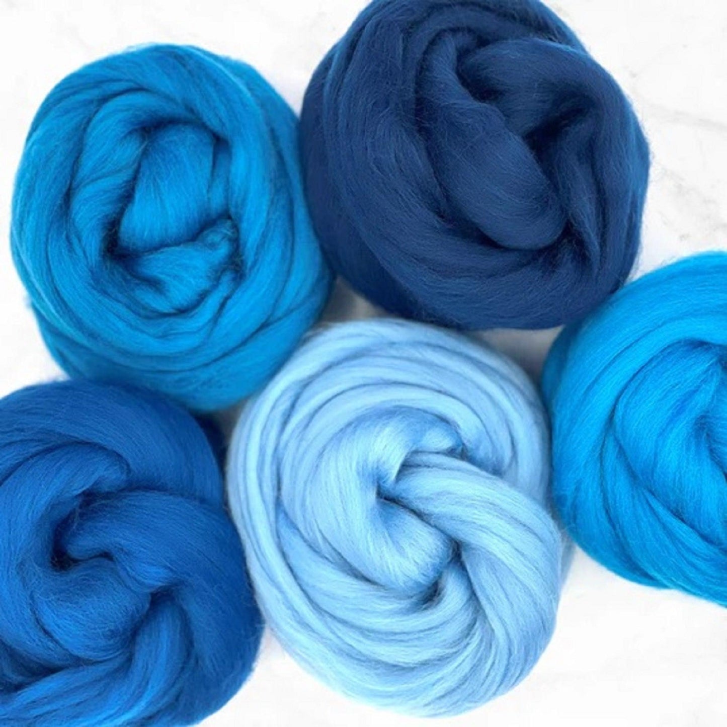 Mixed Merino Wool Variety Pack | Delta Blues (Blues) 250 Grams, 23 Micron