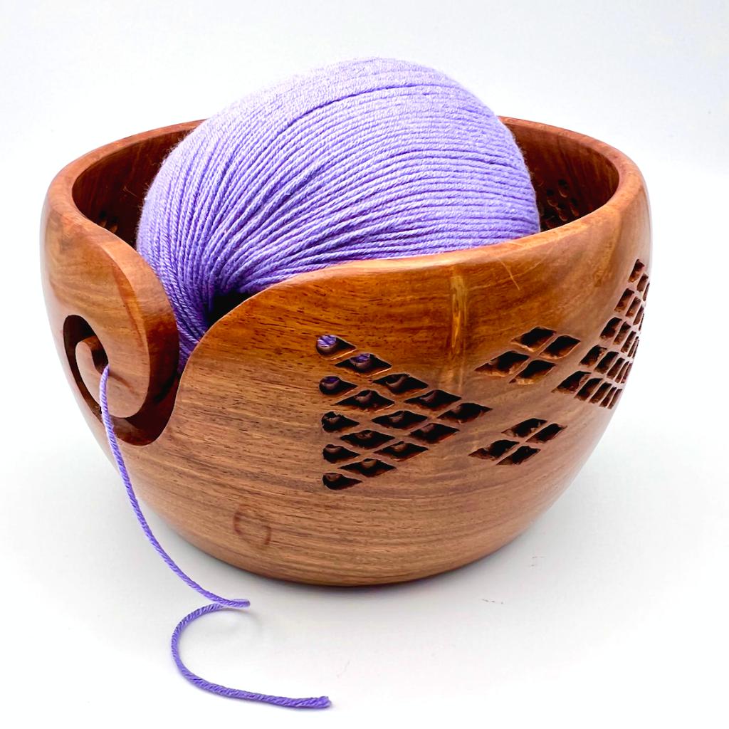 Premium Handcrafted Rosewood Yarn Bowls for Knitting, Crochet, Sewing & Crafts - Large - Textile Indie 
