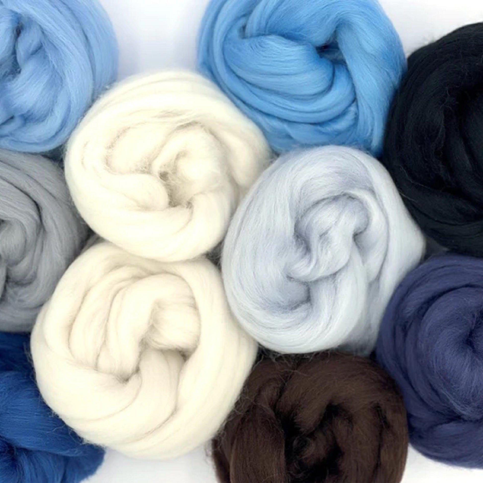 Mixed Merino Wool Variety Pack | Glacier Chill (Multicolored) 250 Grams, 23 Micron - Textile Indie 