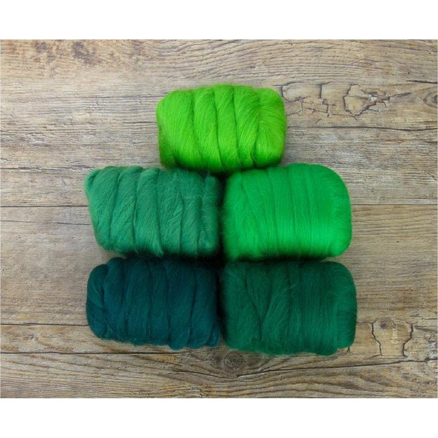 Mixed Merino Wool Variety Pack | Grand Green (Greens) 250 Grams, 23 Micron