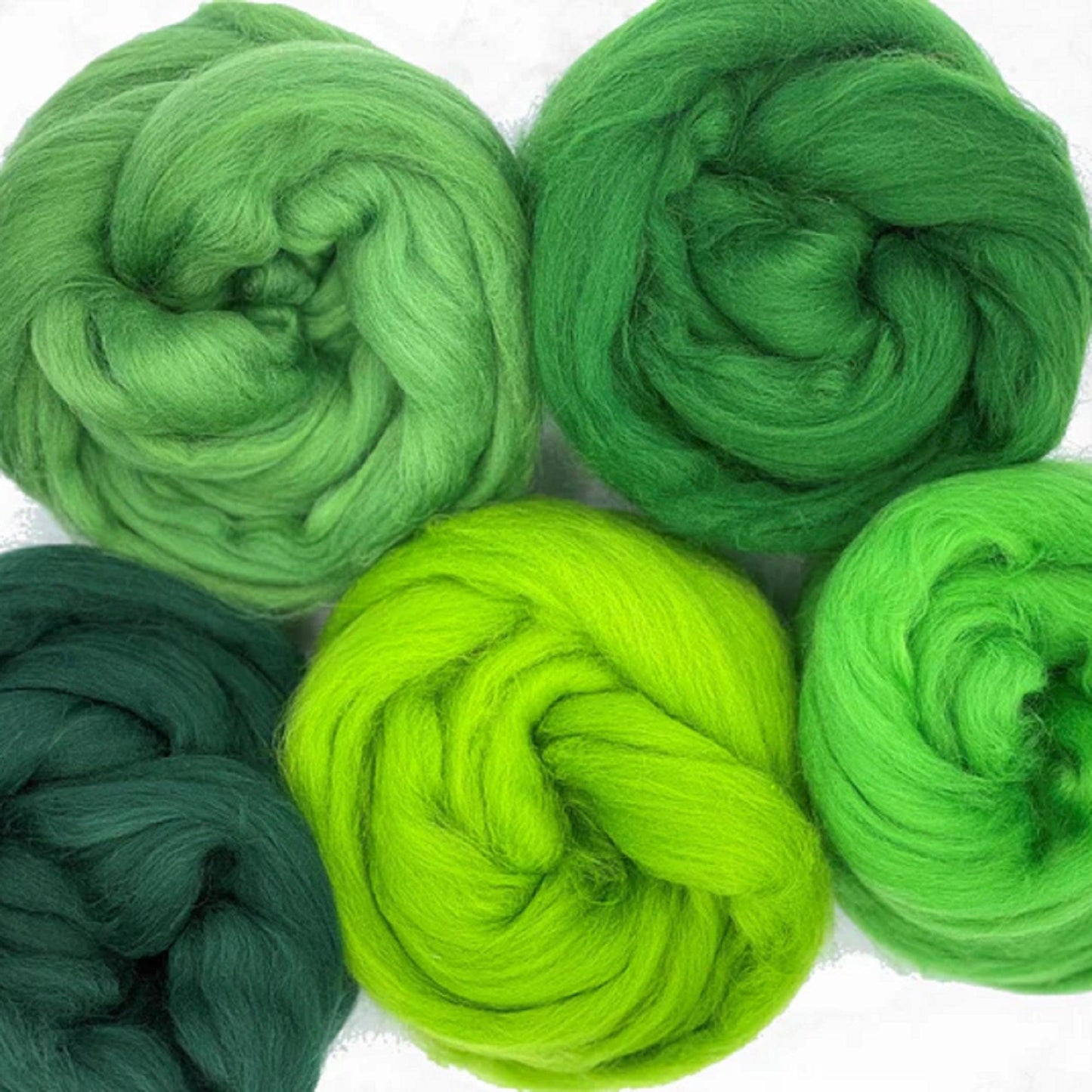 Mixed Merino Wool Variety Pack | Grand Green (Greens) 250 Grams, 23 Micron
