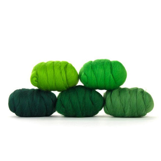 Mixed Merino Wool Variety Pack | Grand Green (Greens) 250 Grams, 23 Micron