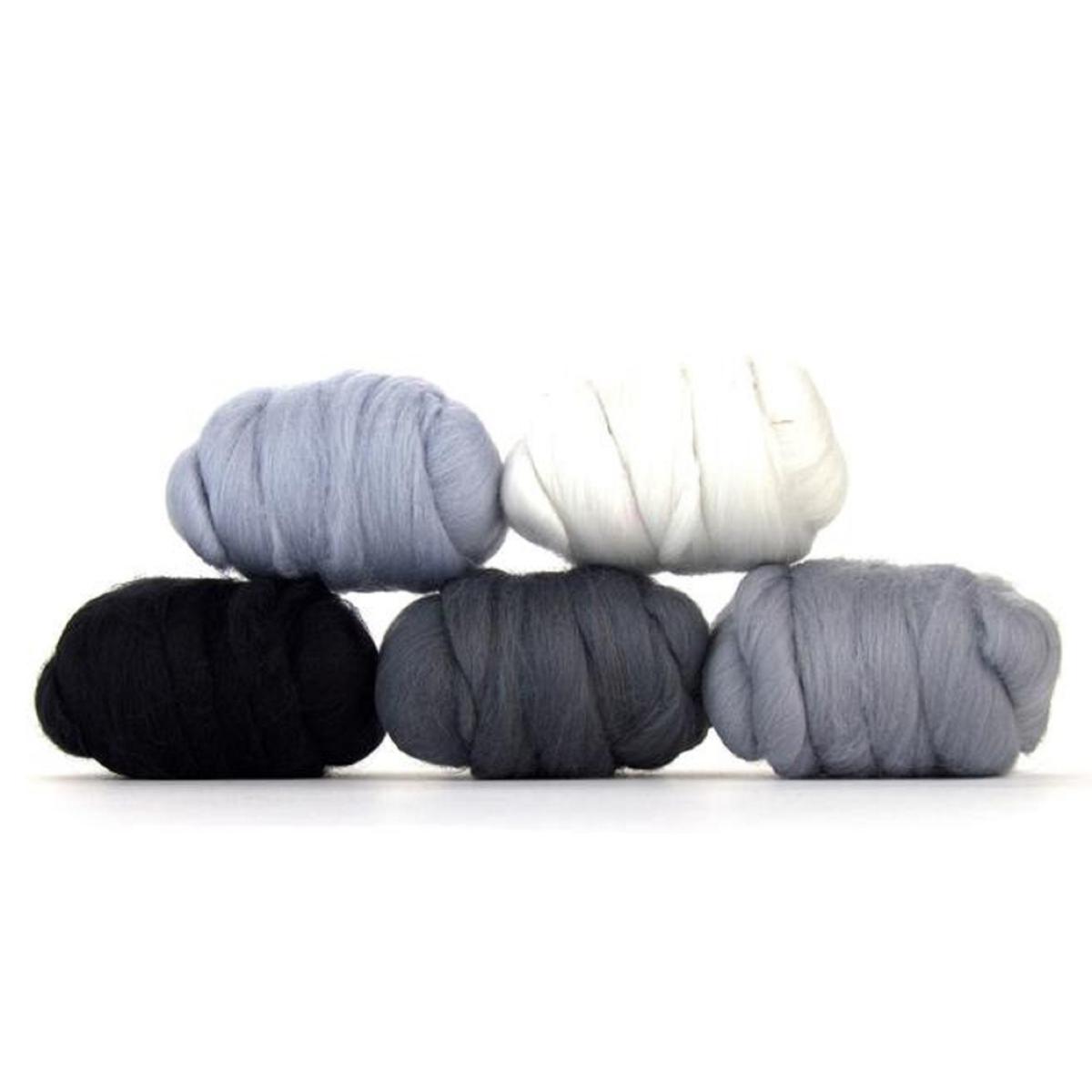 Mixed Merino Wool Variety Pack | Hazy Gray (Grays) 250 Grams, 23 Micron - Textile Indie 