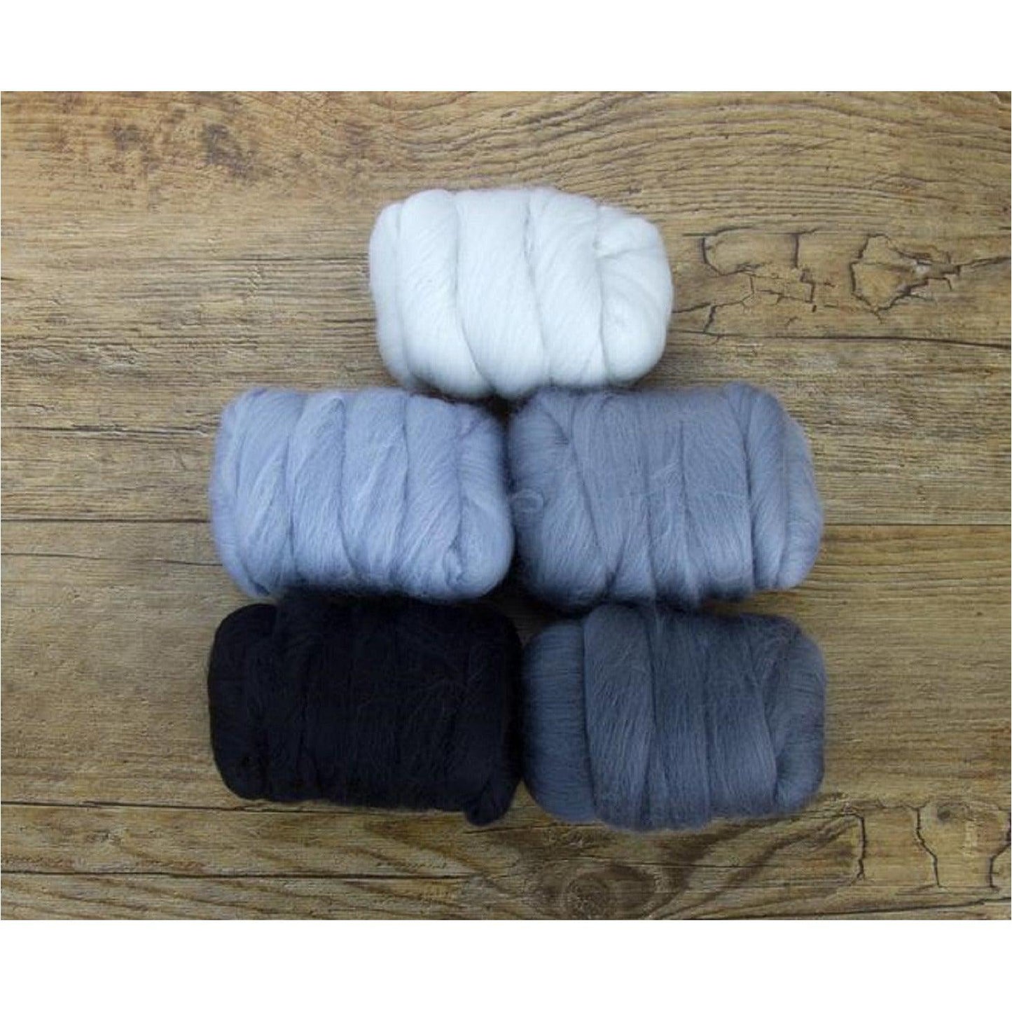 Mixed Merino Wool Variety Pack | Hazy Gray (Grays) 250 Grams, 23 Micron