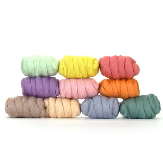 Mixed Merino Wool Variety Pack | Pretty Pastels (Multicolored) 250 Grams, 23 Micron