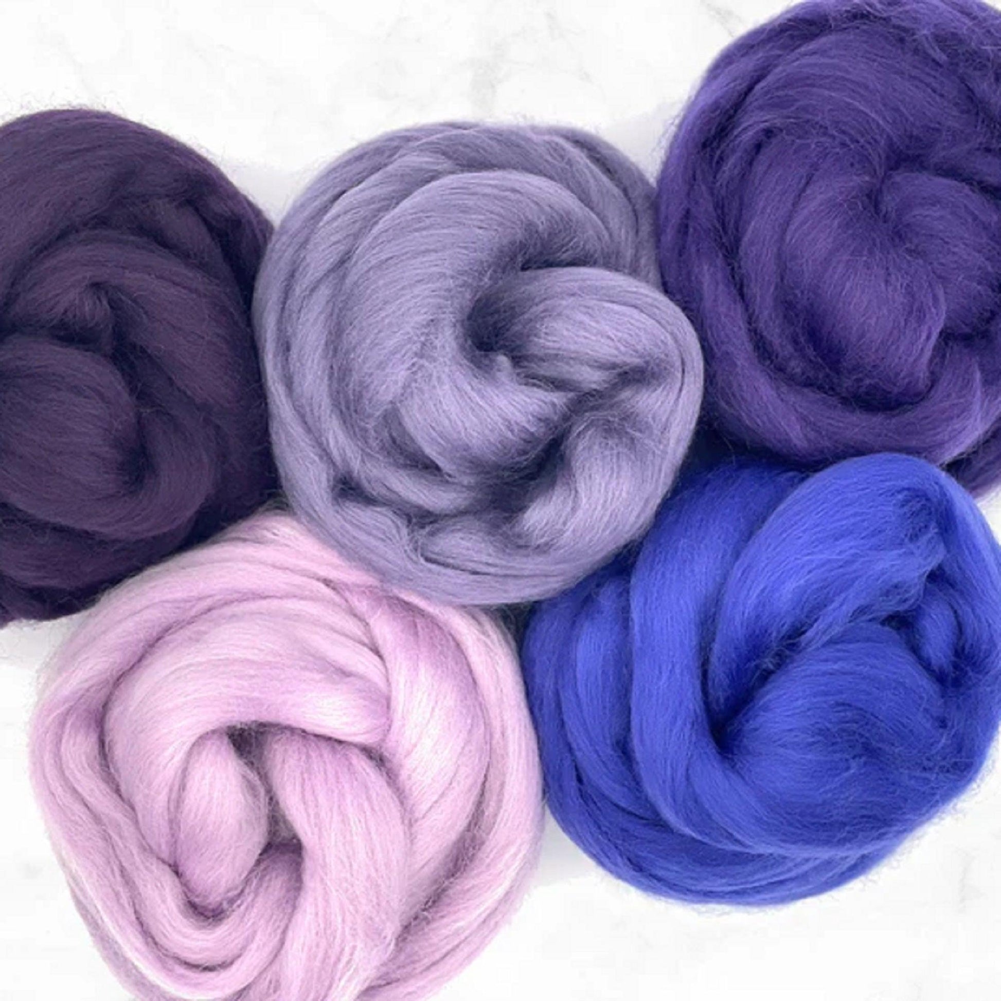 Mixed Merino Wool Variety Pack | Purple Disco (Purples) 250 Grams, 23 Micron - Textile Indie 