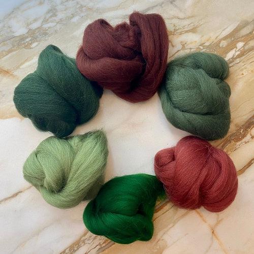 Shetland Collection | Forest Plum Bundle of Dyed Wool Tops | 150 Grams, 29 Micron