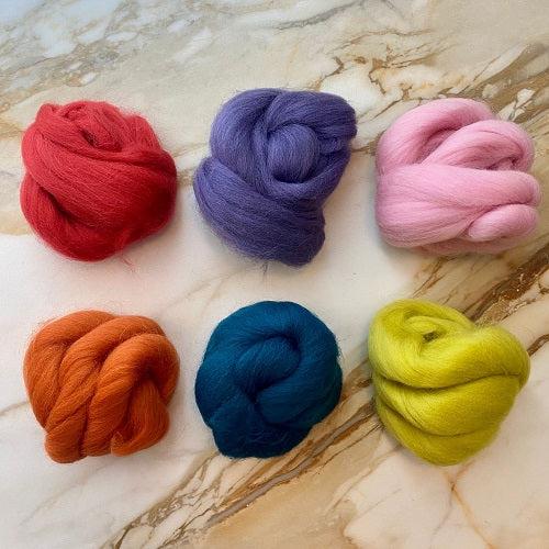 Shetland Collection | Groovy Times Bundle of Dyed Wool Tops | 150 Grams, 29 Micron - Textile Indie 