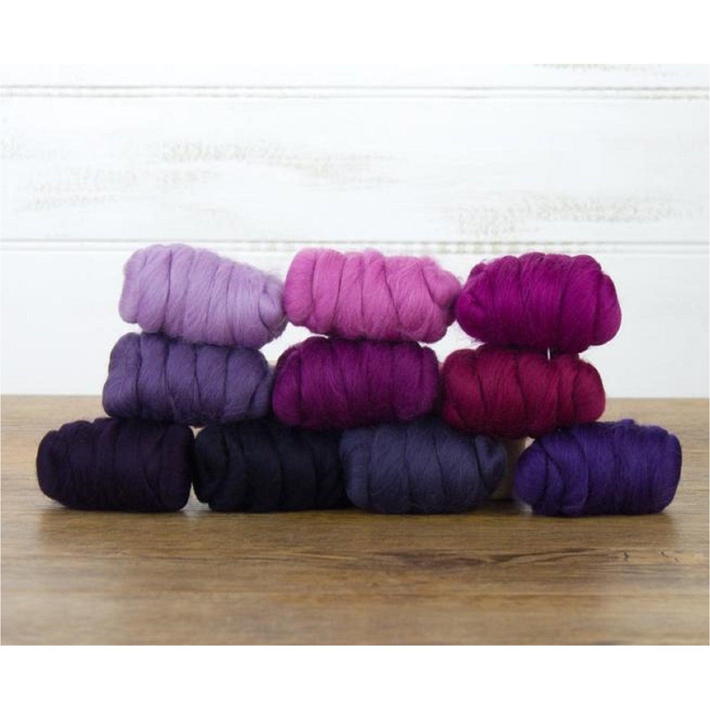 Mixed Merino Wool Variety Pack | Very Berry (Purples) 250 Grams, 23 Micron - Textile Indie 