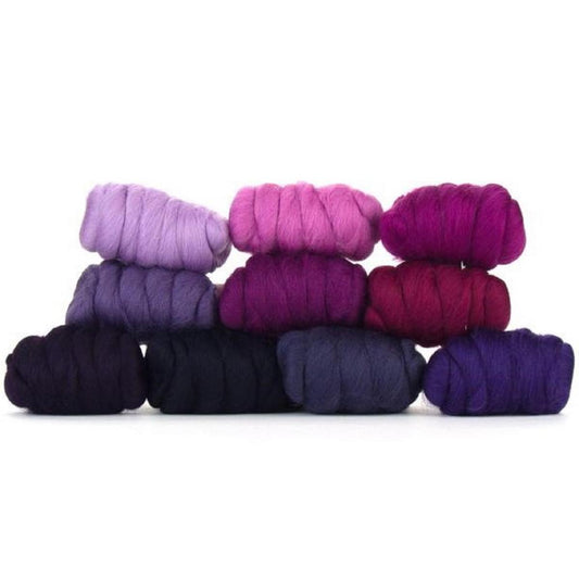 Mixed Merino Wool Variety Pack | Very Berry (Purples) 250 Grams, 23 Micron