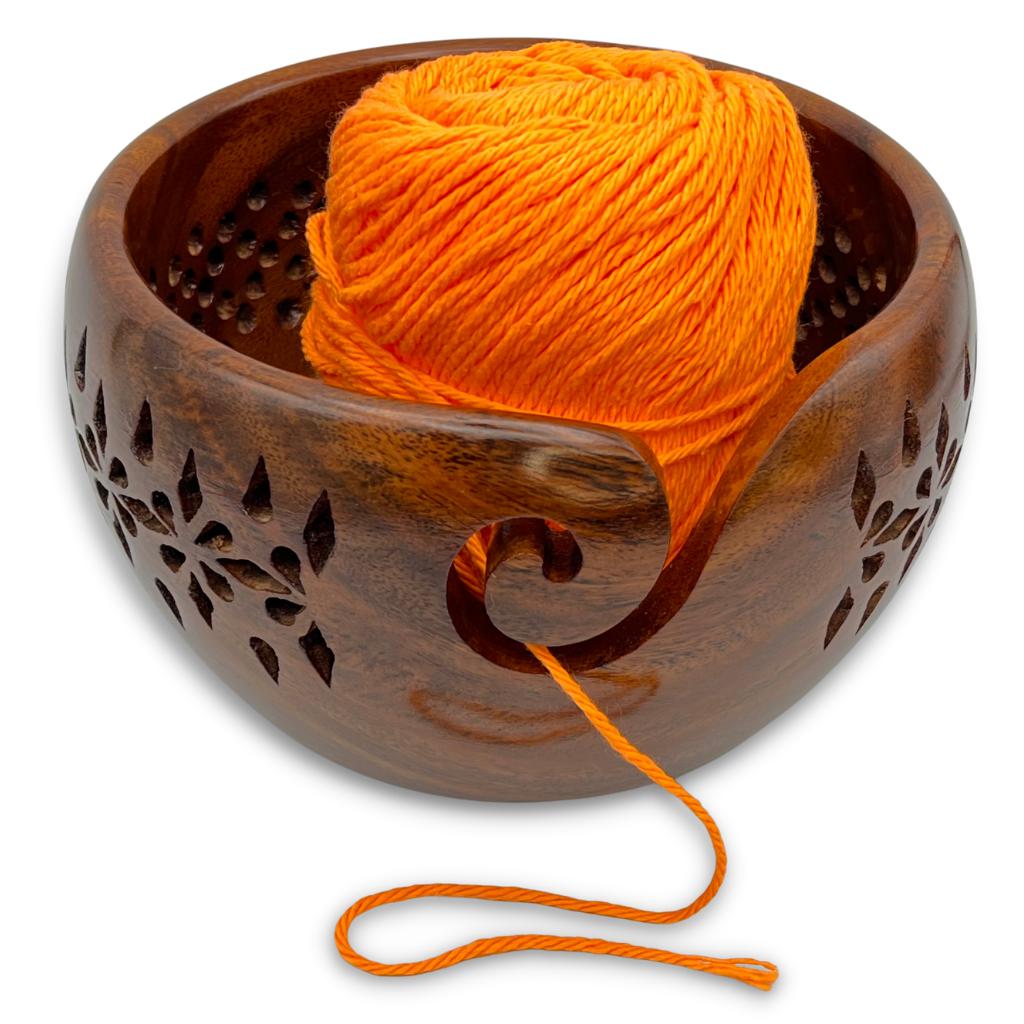 Premium Handcrafted Rosewood Yarn Bowls for Knitting, Crochet, Sewing & Crafts - Large - Textile Indie 