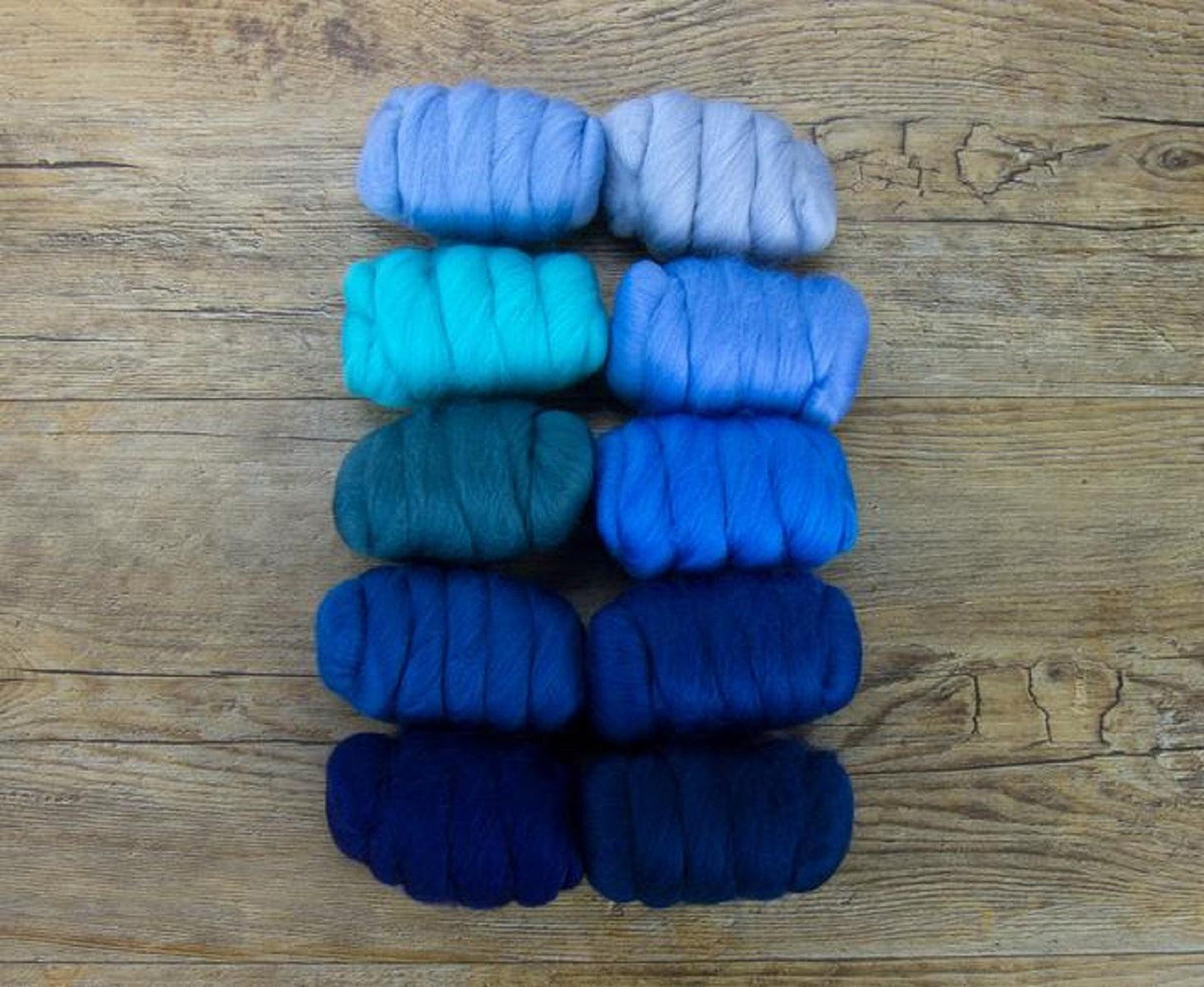 Mixed Merino Wool Variety Pack | Wooly Waves (Blues) 250 Grams, 23 Micron - Textile Indie 