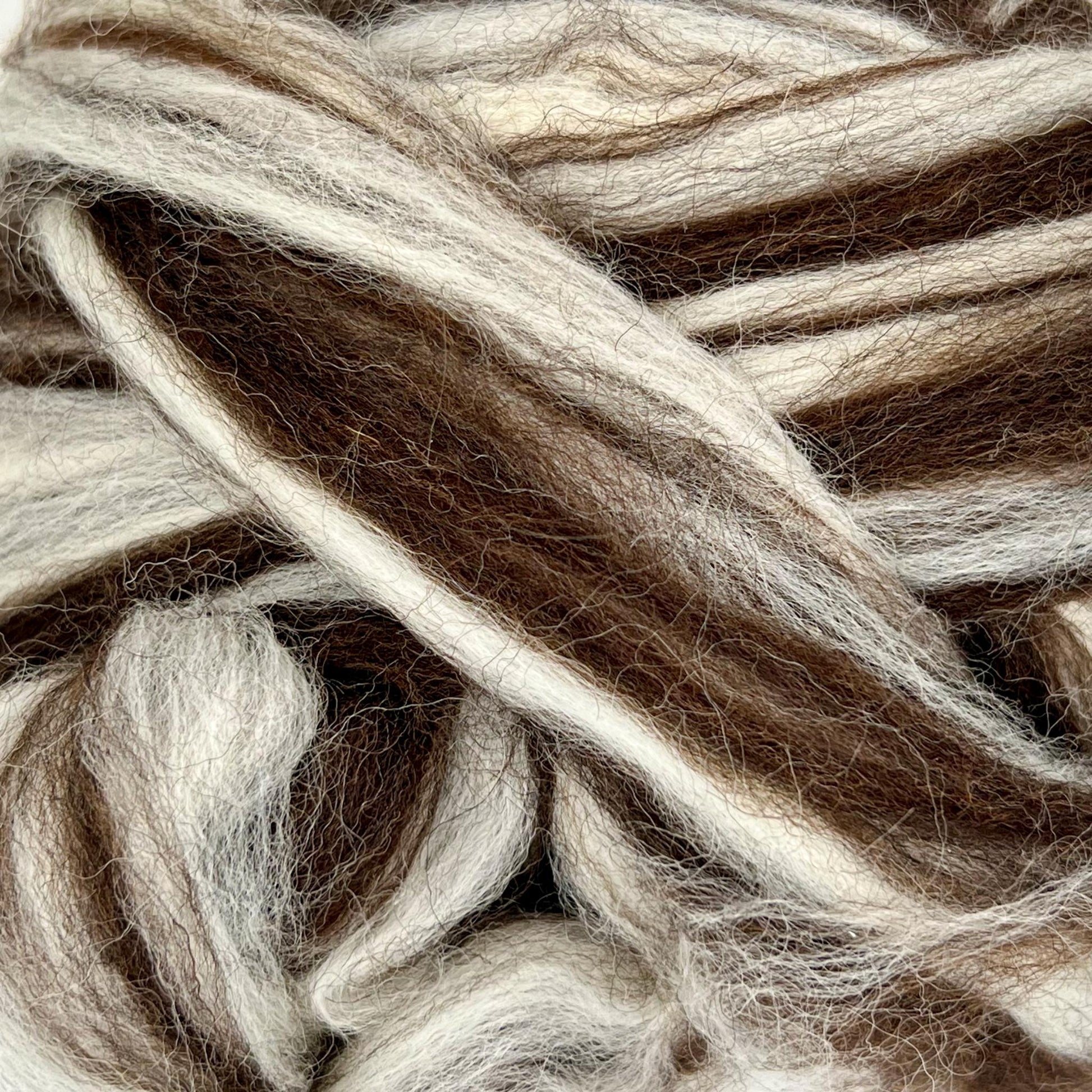 Yin Yang Natural Blend of Corriedale Wool Roving (8 Ounces) |  Cleaned and Combed Core Wool - Textile Indie 